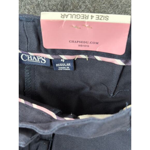 NWT Chaps Navy Blue Flat Front Flare Trouser Chino Pants Girls Youth Size 4 - Picture 4 of 4
